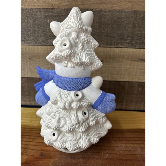 Whimsical Snowman Christmas Tree Handpainted Ceramic Bisque 11” - Picture 3 of 6